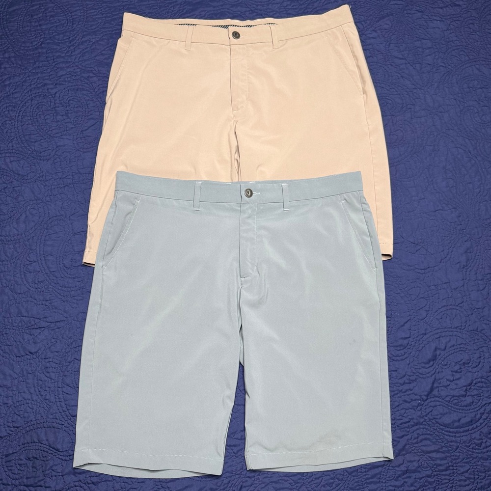 Primo Golf Shorts Bundle Mens 38 Blue Khaki Tan Performance Stretch 11 Inseam